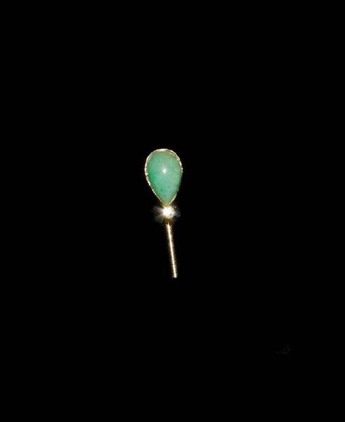 14K YELLOW GOLD STICK PIN WITH PEAR SHAPED JADE ST