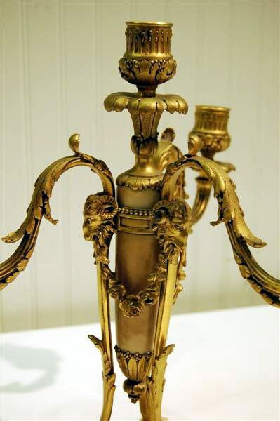 PAIR OF ORMALU & ALABASTER 4-LIGHT CANDELABRA - 2