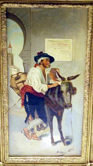 L. HORA OIL ON CANVAS - MAN W/ DONKEY - 2