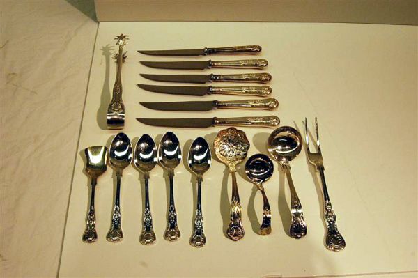 SIXTEEN PCS. OF ENGLISH SILVERPLATED FLATWARE - "