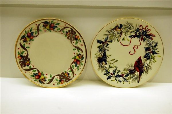 TWO LENOX PORCELAIN PLATES - " WINTER GREETINGS" & 