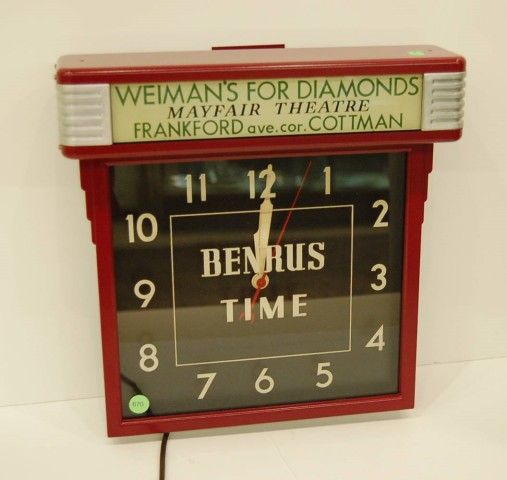 BENRUS ADVERTISING CLOCK FOR "WEIMAN'S FOR DIAMO