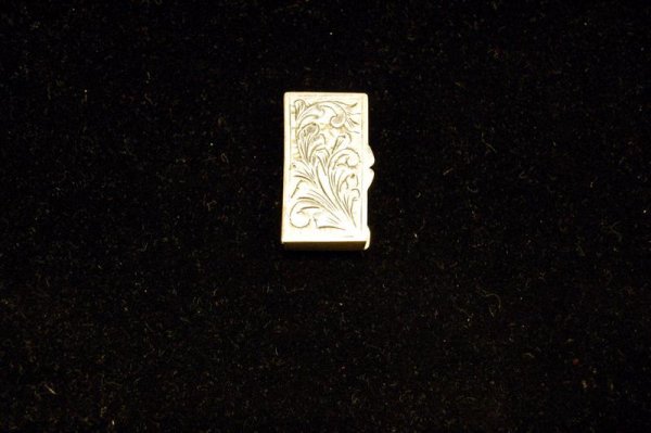 Engraved Sterling Pill Box with Spring Lid, marked .925: Engraved Sterling Pill Box with Spring Lid, marked .925