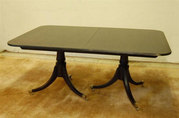 Baker Historic Charleston Double Pedestal Dining Table: Baker Historic Charleston Reproduction Double Pedestal Dining Table - 29" tall x 68" x 46" with 2 leaves