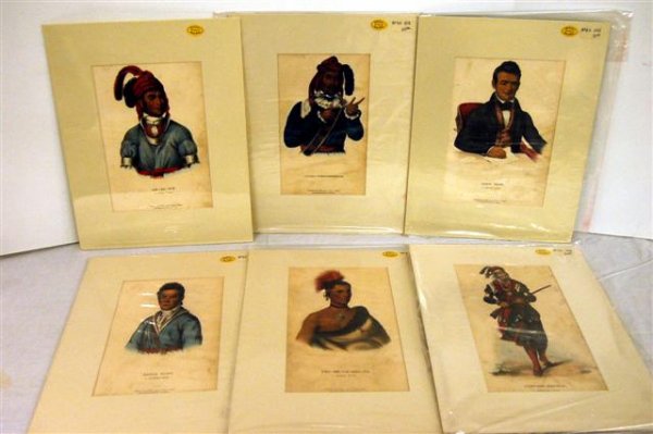 Six Hand Colored Lithographs - Portraits of Indians: Six Hand Colored Lithographs - Portraits of Indians - Published by D. Rice & A.N. Hart, Philadelphia, Circa 1858 - Image size 9 "x 6 1/2"