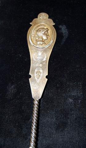 Duhme & Co. Sterling Ladle with Bust of Roman Sold: Duhme & Co. Sterling Ladle with Bust of Roman Soldier, engraved on back "Doughty November 16, 1868" - 12 1/2"