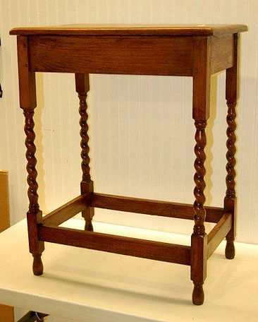 English Oak Side Table w/ Pinned Construction & Bar
