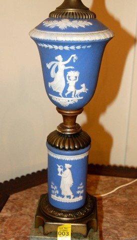 Wedgewood Jasperware Lamp w/ Applied Classical Decor: Wedgewood Jasperware Lamp w/ Applied Classical Decoration - 25" T
