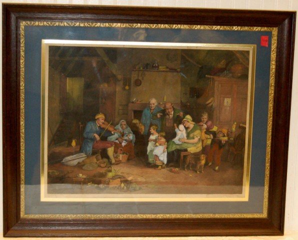 Colored Lithograph - Parlor Scene: Colored Lithograph _ Parlor Scene - David Wilkie R. A. Tinxit - John Burnet & C. - 2nd plate - 22" x 27 1/2"