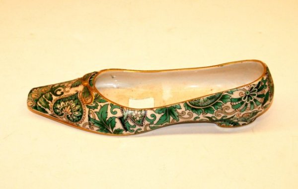 Italian Faience Slipper: Italian Faience Slipper - 7" long
