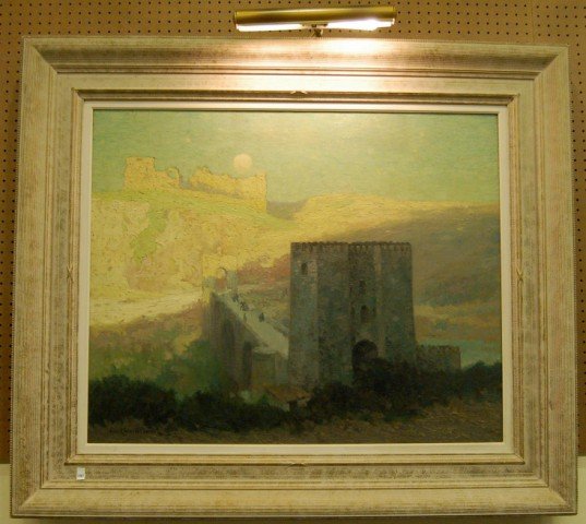 George Elmer Browne Impressionistic Oil on Canvas: George Elmer Browne Impressionistic Oil on Canvas - Middle Eastern Palace - 30 1/2" T x 38" W