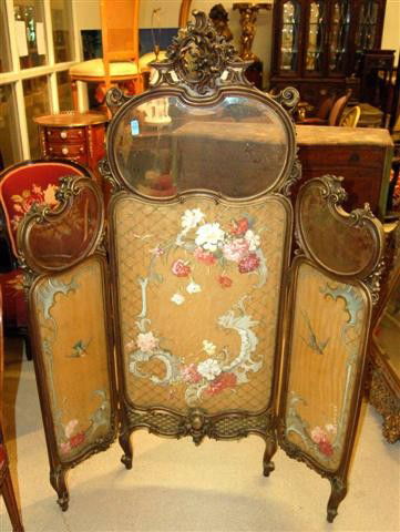 French Style Three Panel Folding Dressing Screen: French Style Three Panel Folding Dressing Screen