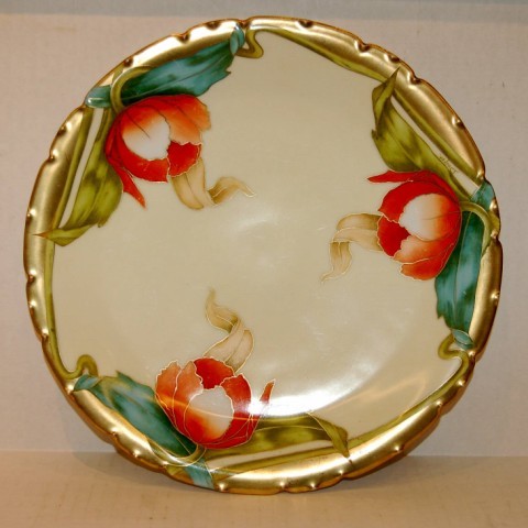 Art Nouveau Porcelain Plate - Floral: Art Nouveau Porcelain Plate - Floral - marked Hand Painted Bavarian China - artist signed Doupon - 11 3/4" DIa