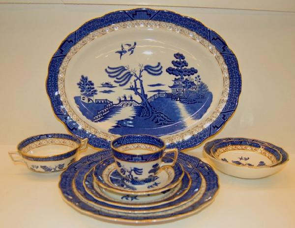 Set of Royal Doulton " Real Old Willow " China: Set of Royal Doulton " Real Old Willow " pattern china - service for Ten (10) including - Ten Bread & Butter Plates, Ten Salad Plates, Ten Dinner Plates, Ten Soup Bowls, Ten Fruit Bowls, Ten Cups & Sa