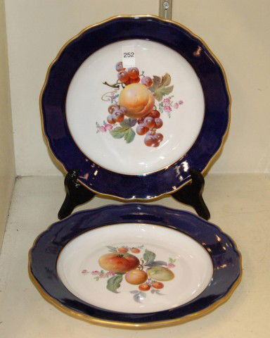 Pair of Meissen Fruit Plates w/ Blue Cross Swords: Pair of Meissen Fruit Plates w/ Blue Cross Swords mark - 10"