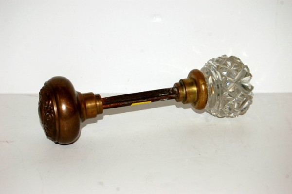 Unusual Brass & Cut Glass Door Knob : Unusual Brass & Cut Glass Door Knob - 7 1/2" L