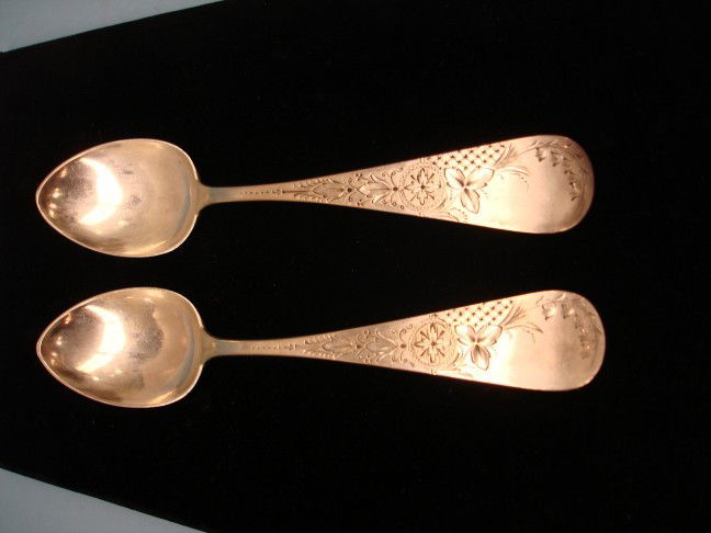 Two Duhme & Co. Engraved Sterling Tablespoons - 8: Two Duhme & Co. Engraved Sterling Tablespoons - 8 1/4" L