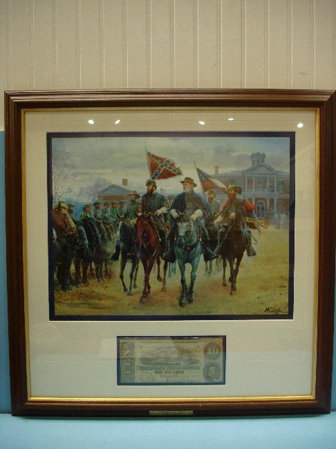 Framed Print - General Lee with Confederate Bill: Framed Print - General Lee with Confederate $10.00 Bill - 16" x 17"
