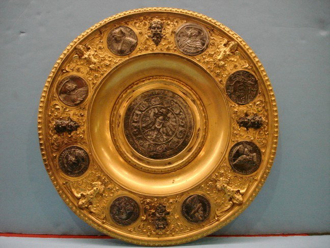 19th Century Bronze, Silver & Brass Low Compote: 19th Century Bronze, Silver & Brass Low Compote - 18 1/2"