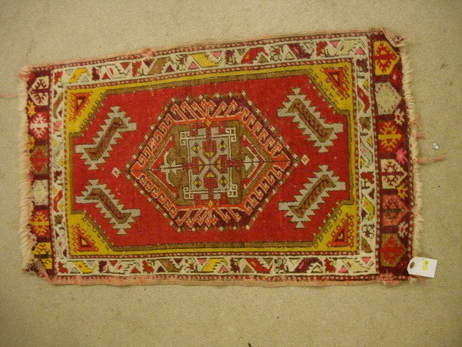 Hand Woven Bokhara Throw Rug : Hand Woven Bokhara Throw Rug - approximately 3' x 5' - red background