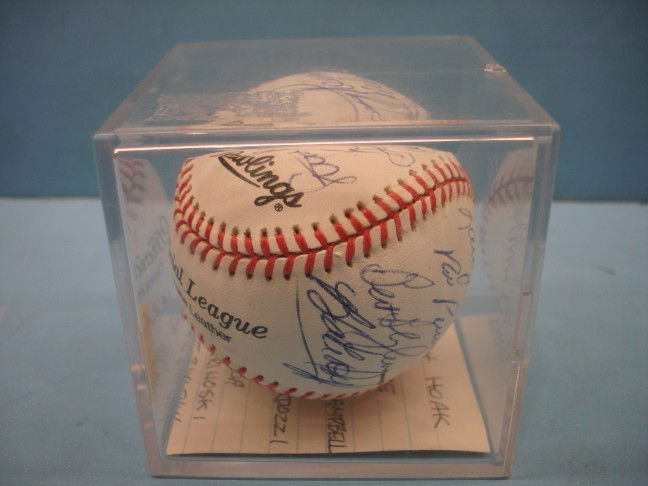 Autographed 1997 World Series Baseball: Autographed 1997 World Series Baseball - Fantasy Camp Hammond Stadium, 01-16-1997 - Ralph Hoak & Fifteen Other Signatures