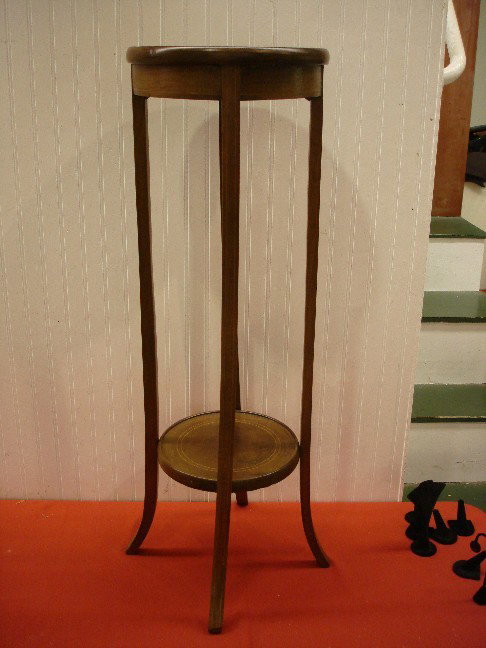String Inlaid Mahogany Fern Stand: String Inlaid Mahogany Fern Stand - 37 1/2" T x 12" Dia.