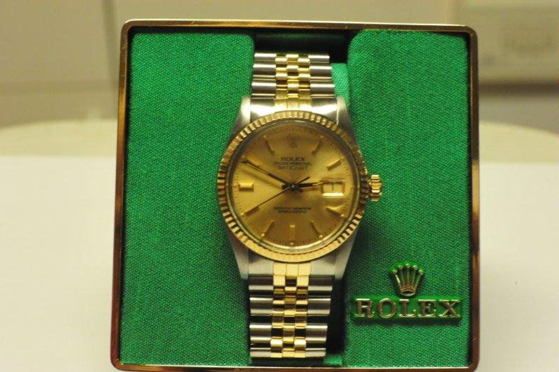 Rolex Man's Jubilee Gold & Stainless Watch: Rolex Man's Jubilee Gold & Stainless Watch w/ original box, papers & links - Model 16013, Serial Number 6743594