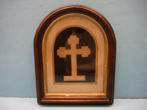 Victorian Cross in Walnut Shadow Box Frame: Victorian Cross in Walnut Shadow Box Frame - 10" x 8"
