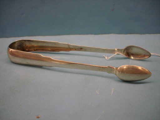 Pair Coin Silver Tongs - Robert Wilson, New York: Pair of Coin Silver Tongs - Robert Wilson, New York & Philadelphia, ca 1805 - 6 1/2" long