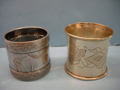 Two Engraved Sterling Napkin Rings: Two Engraved Sterling Napkin Rings