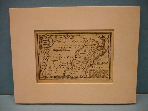 Rare Minature Map of the Carolinas & Georgia by Br: Rare Minature Map of the Carolinas & Georgia by Brown & Gibson -1782 - 3 1/4" x 4 1/2"