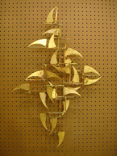 William Bowie Original Signed Hanging Sculpture: William Bowie Original Signed Hanging Sculpture, "Sails" - 32" x 21"