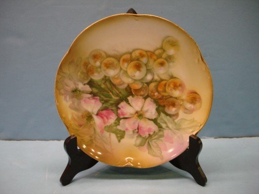 146 Floral Hand Painted Bavarian Plate - Artist Signed: Hand Painted Bavarian Plate - Floral - Artist Signed - 8 1/8" dia