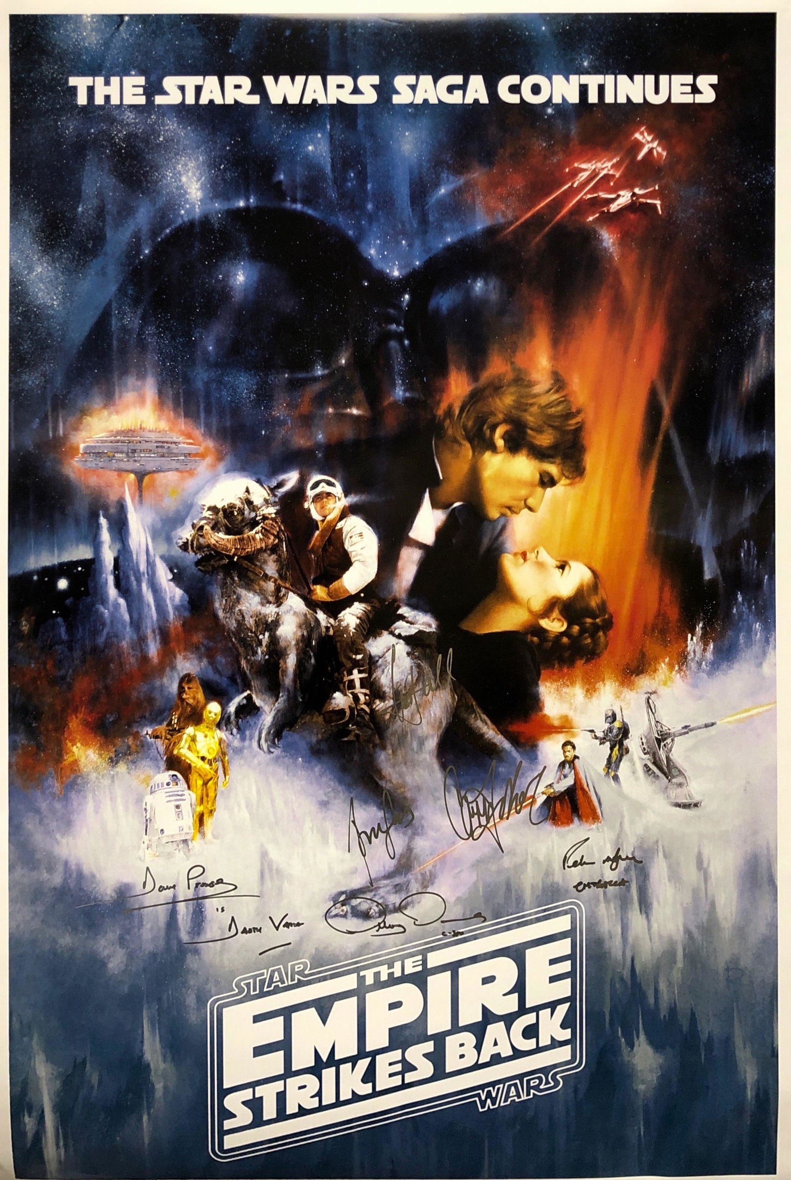 Star Wars Empire Strikes Back Signed Autograph Poster: Our company has been collectibles business since 2008. All items are unique and valuable for all the collectors. Our company is all online based and will be shipping from our warehouses or different c