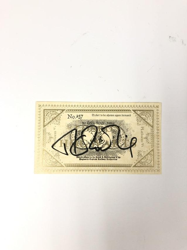Harry Potter Train Ticket Signed JK Rowling: Our company has been collectibles business since 2008. All items are unique and valuable for all the collectors. Our company is all online based and will be shipping from our warehouses or different c