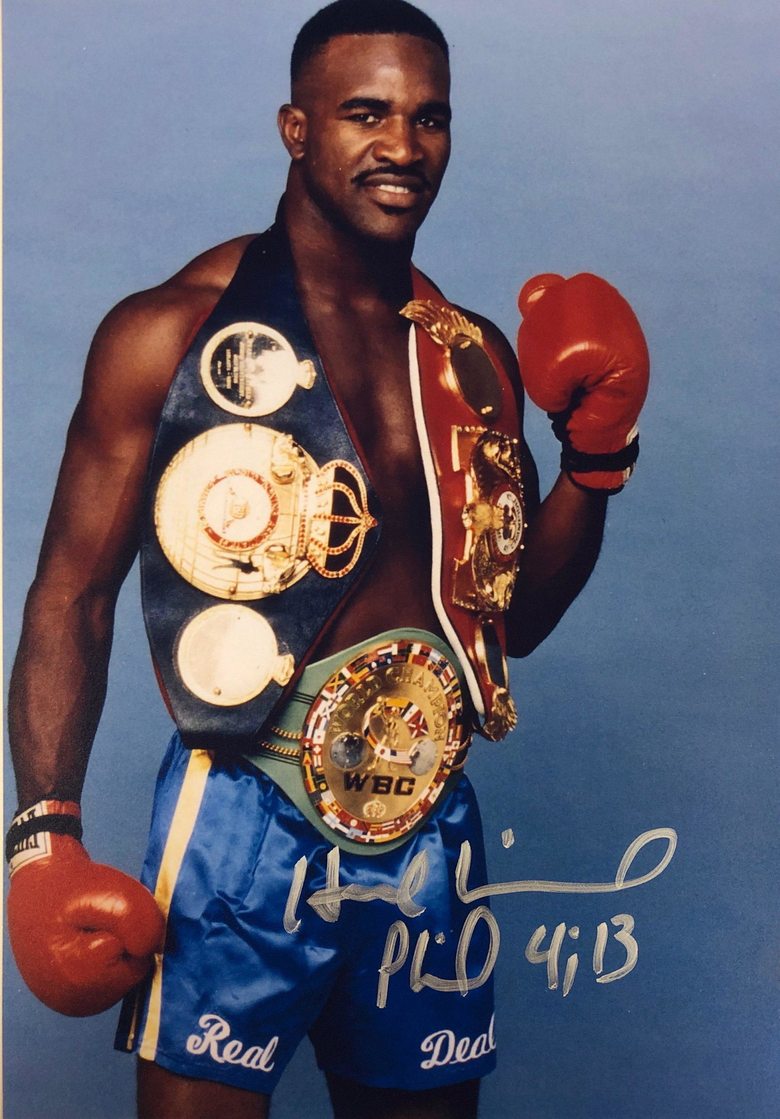 Boxing Autographed Signed Evander Holyfield: Our company has been collectibles business since 2008. All items are unique and valuable for all the collectors. Our company is all online based and will be shipping from our warehouses or different c