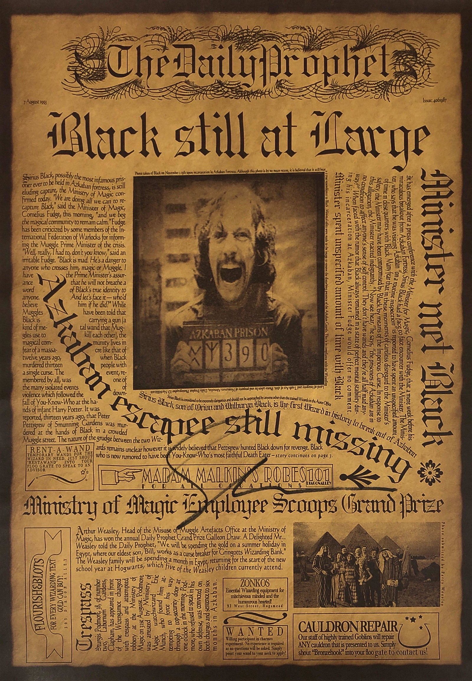 Harry Potter Gary Oldman Poster Signed: Our company has been collectibles business since 2008. All items are unique and valuable for all the collectors. Our company is all online based and will be shipping from our warehouses or different c