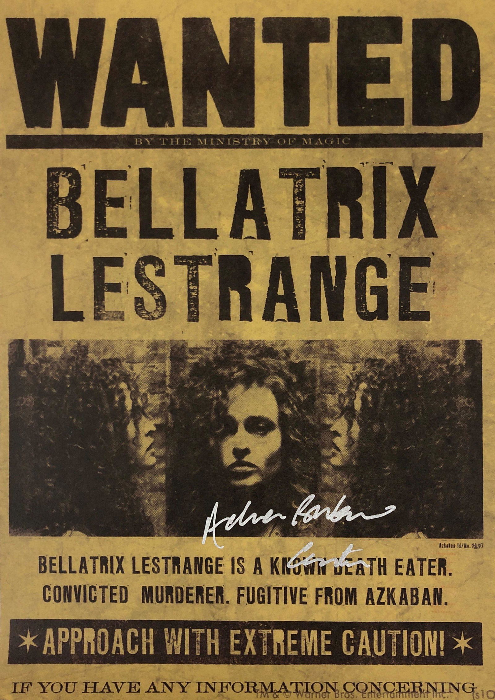 Harry Potter Poster Signd Helena Bonham Carter: Our company has been collectibles business since 2008. All items are unique and valuable for all the collectors. Our company is all online based and will be shipping from our warehouses or different c