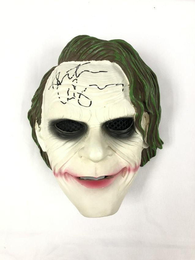 Signed Joker Heath Ledger Mask: Our company has been collectibles business since 2008. All items are unique and valuable for all the collectors. Our company is all online based and will be shipping from our warehouses or different c