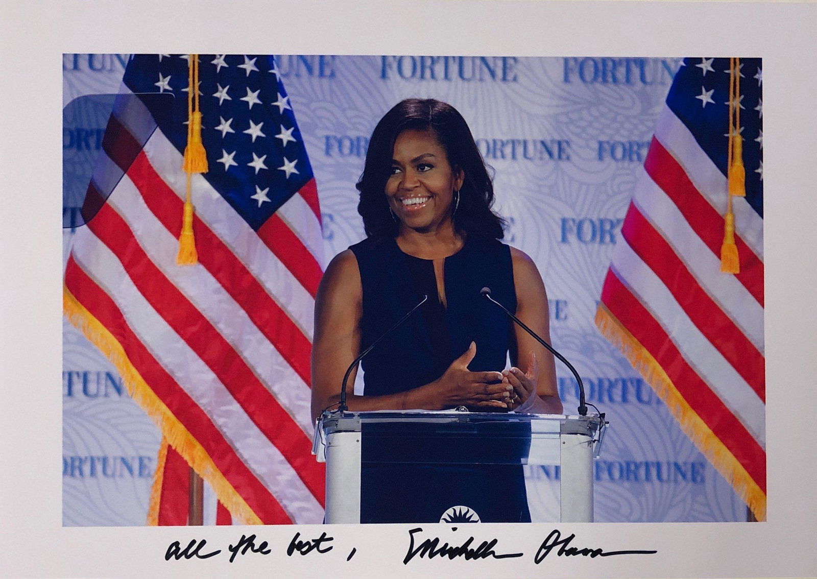Signed Michelle Obama Photo: Our company has been collectibles business since 2008. All items are unique and valuable for all the collectors. Our company is all online based and will be shipping from our warehouses or different c
