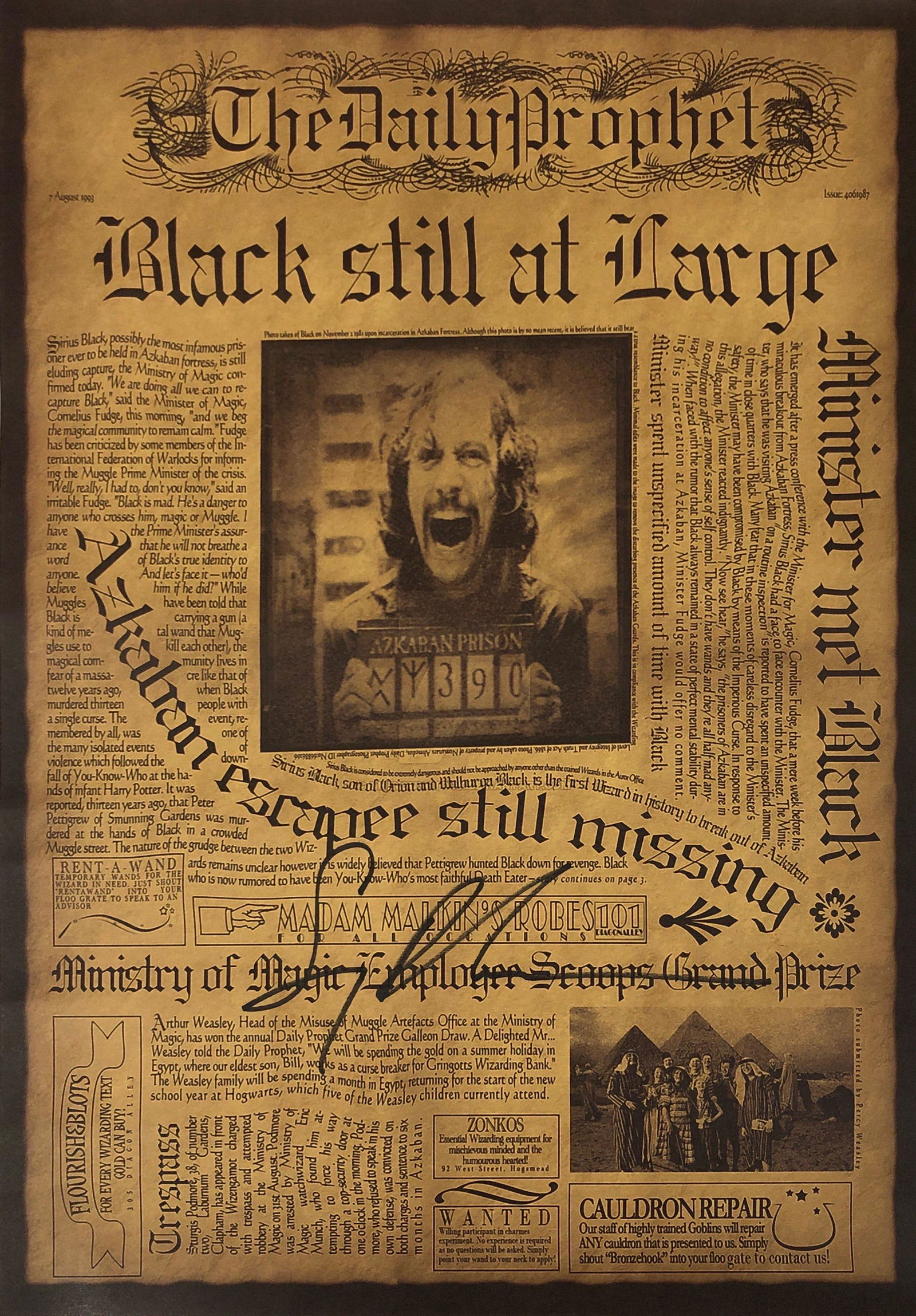 Signed Harry Potter Gary Oldman Poster: Our company has been collectibles business since 2008. All items are unique and valuable for all the collectors. Our company is all online based and will be shipping from our warehouses or different c