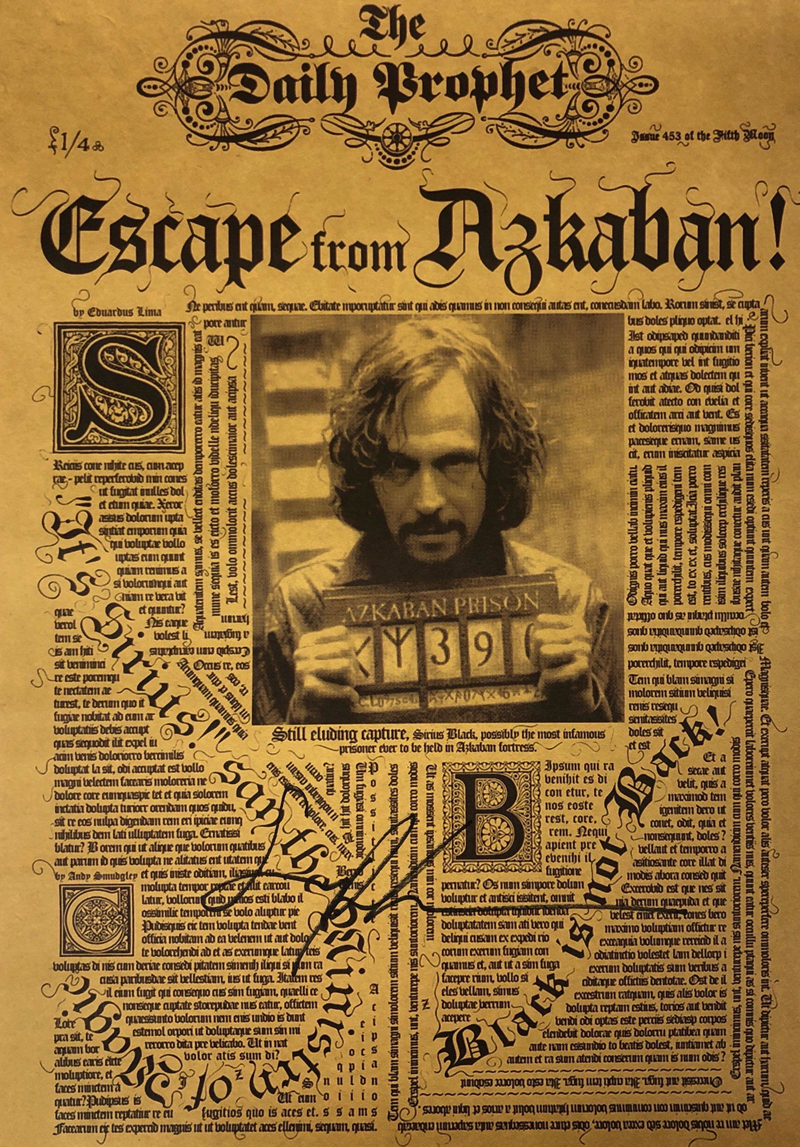 Signed Harry Potter Gary Oldman Poster: Our company has been collectibles business since 2008. All items are unique and valuable for all the collectors. Our company is all online based and will be shipping from our warehouses or different c