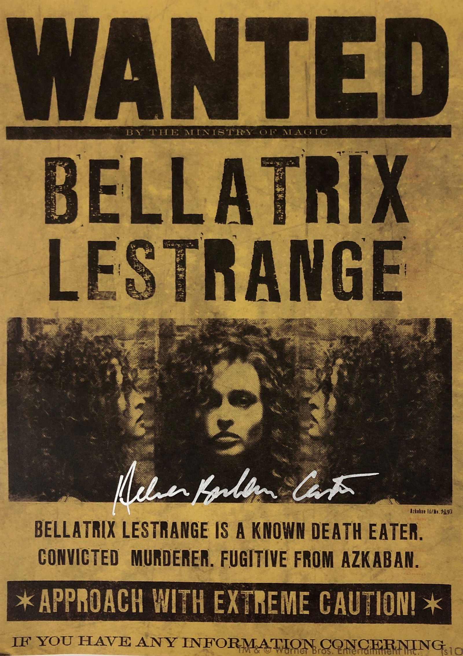 Signed Harry Potter Helena Bonham Carter Poster: Our company has been collectibles business since 2008. All items are unique and valuable for all the collectors. Our company is all online based and will be shipping from our warehouses or different c