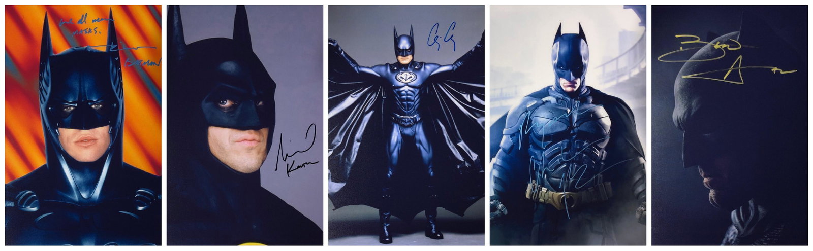 DC Batman Christian Bale George Clooney Photo Set of 5: Autographed by: Michael Keaton, George Clooney, Val Kilmer, Ben Affleck Christian Bale Size: 8" x 10" Our company has been collectibles business since 2008. All items are unique and valuable for all t