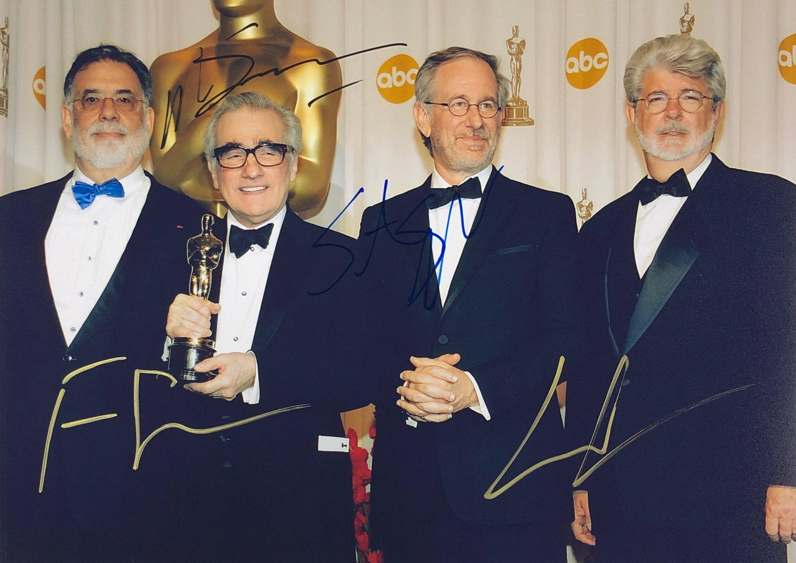 Steven Spielberg George Lucas Martin SIGNED Photo: Autographed by: Steven Spielberg, George Lucas, Martin Scorsese, Francis Ford Coppola Size: 8" x 10" Our company has been collectibles business since 2008. All items are unique and valuable for all th