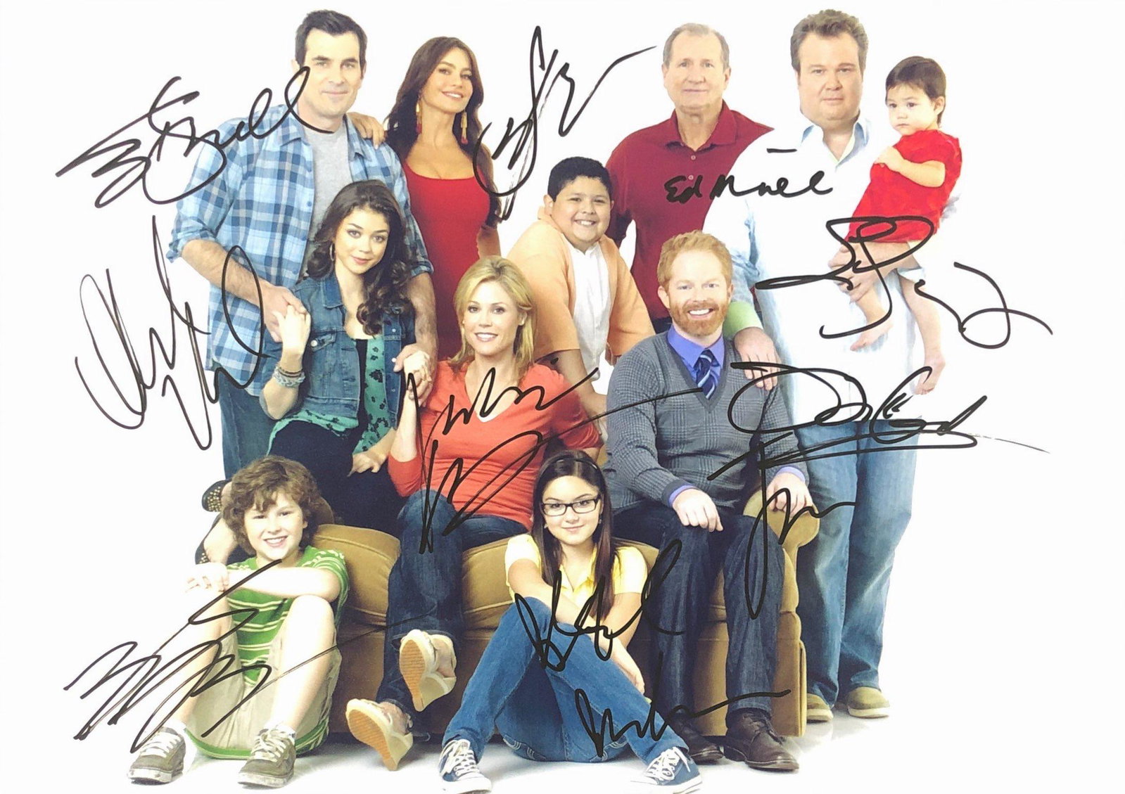 Modern Family Sofia Vergara Autographed Photo: Autographed by: Ed O'Neill, Sofia Vergara, Julie Bowen, Ariel Winter, Ty Burrell, Jesse Tyler Ferguson, Eric Stonestreet, Sarah Hyland, Nolan Gould, Rico Rodriguez Size: 8" x 10" Our company has been 