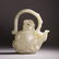 CHINESE WHITE JADE CARVED FLOWER LONG HANDLE KETTLE