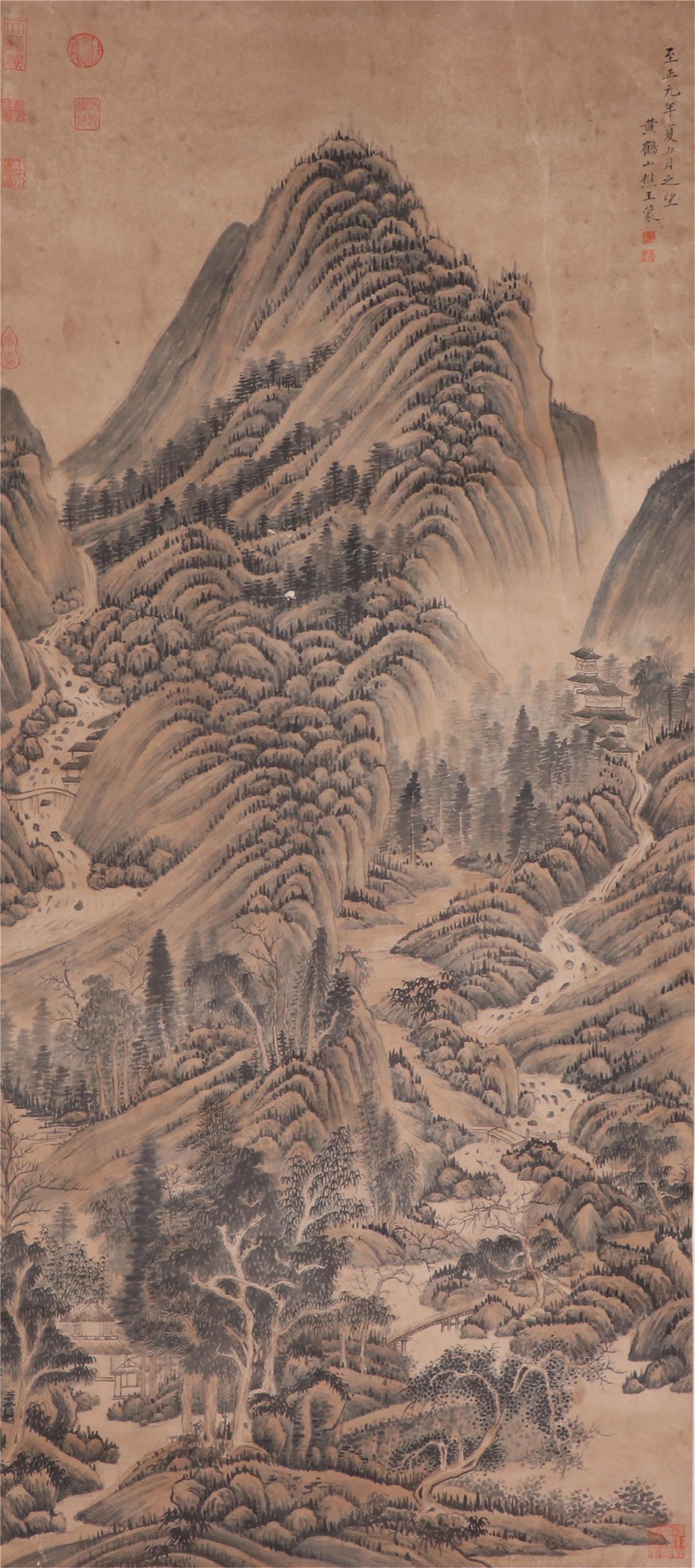 CHINESE LANDSCAPE PAINTING OF WANG MENG: Image only size 58 cm by 137 cm.