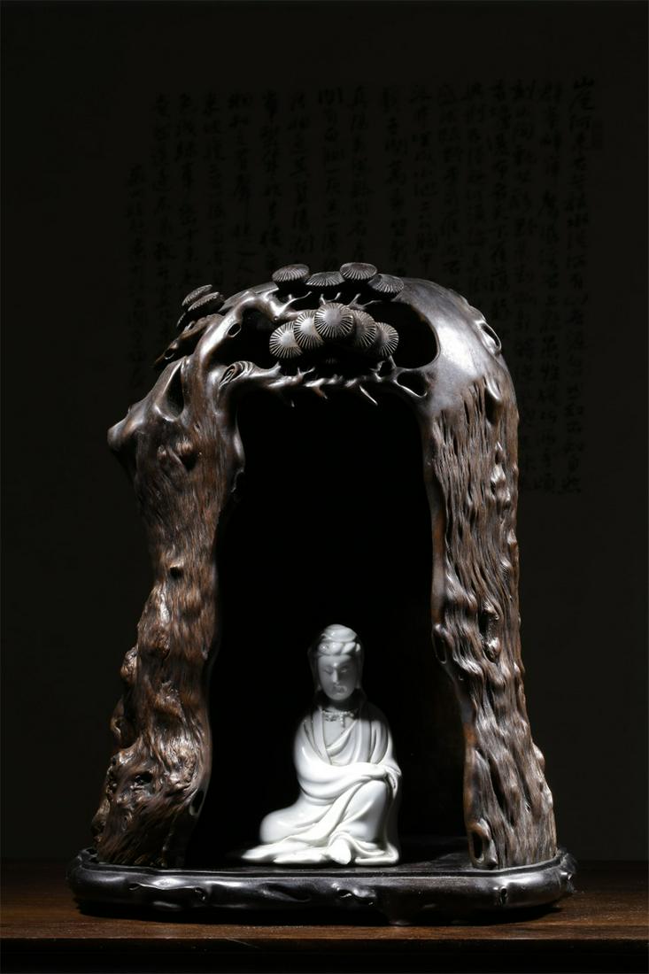 A Chinese Carved Hardwood Buddha Niche (1 of 9)