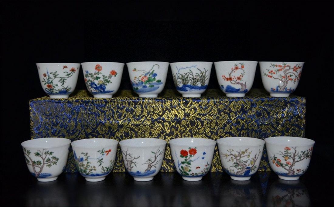 A Set of Chinese Dou-Cai Porcelain Cups (1 of 9)